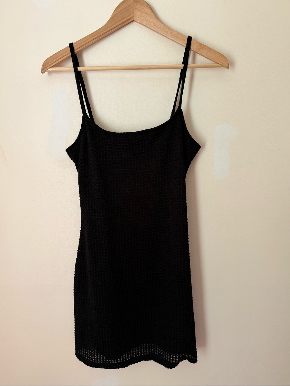 H&M Black Crochet Slip Dress with Spaghetti Straps